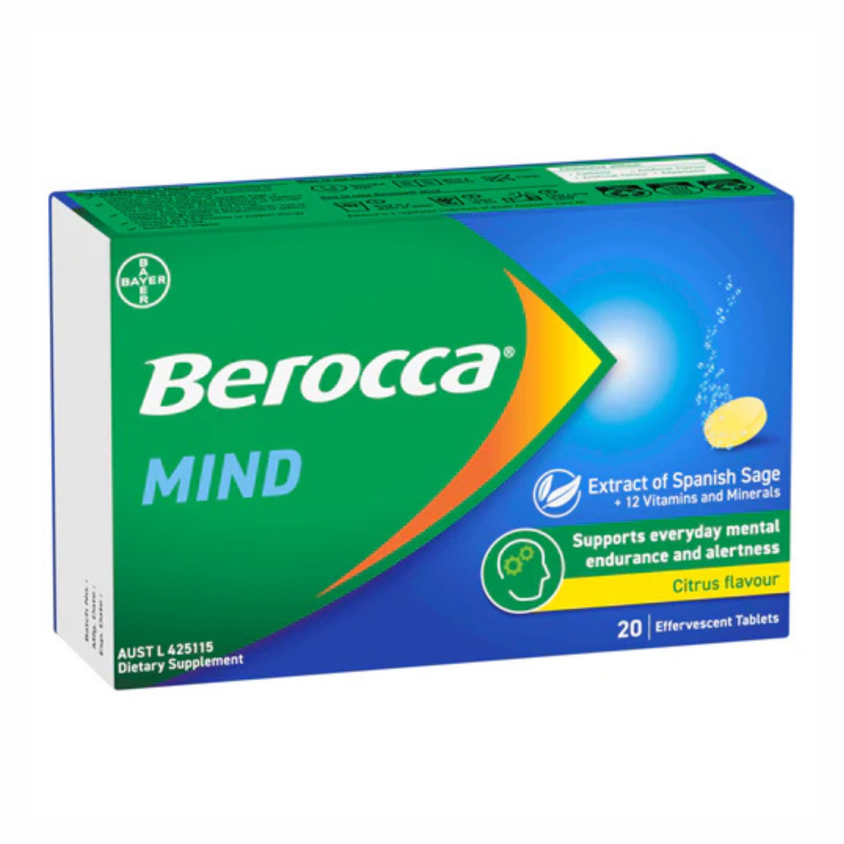Berocca Mind Effervescent Tablets 20 Pack - Citrus Flavour (EXP: 18/03/2026)