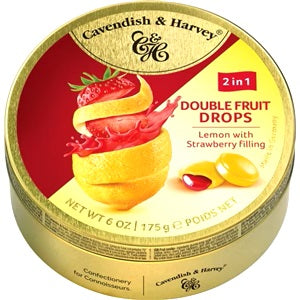 Cavendish & Harvey 2 In 1 Double Fruit Drops Lemon with Strawberry Filling 175g