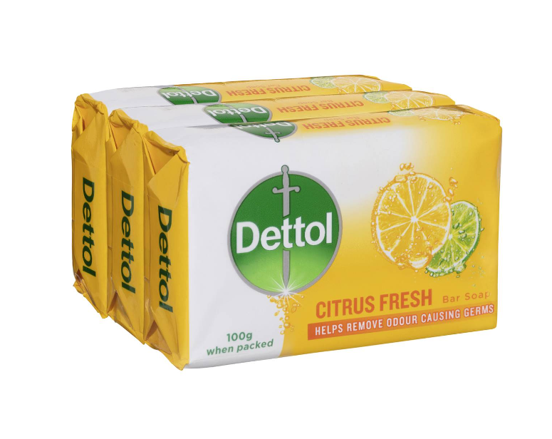 Dettol Citrus Bar Soap 100g 3 Gói