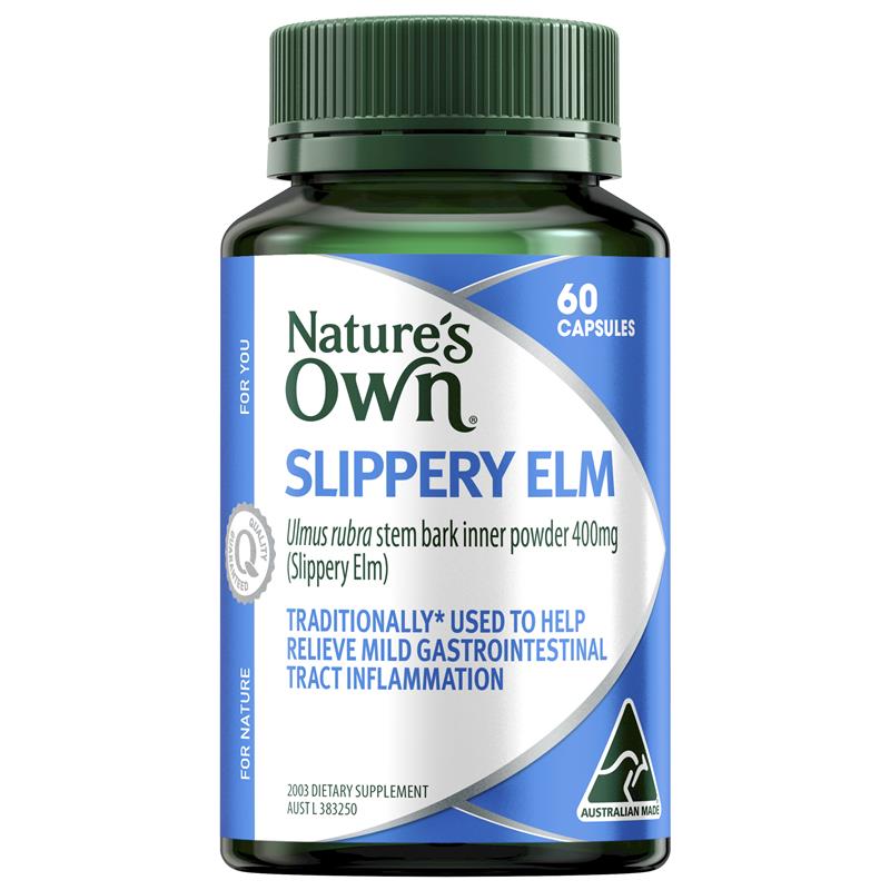 Natures Own Slippery Elm 400mg 60 Capsules (EXP: 01/01/2026)