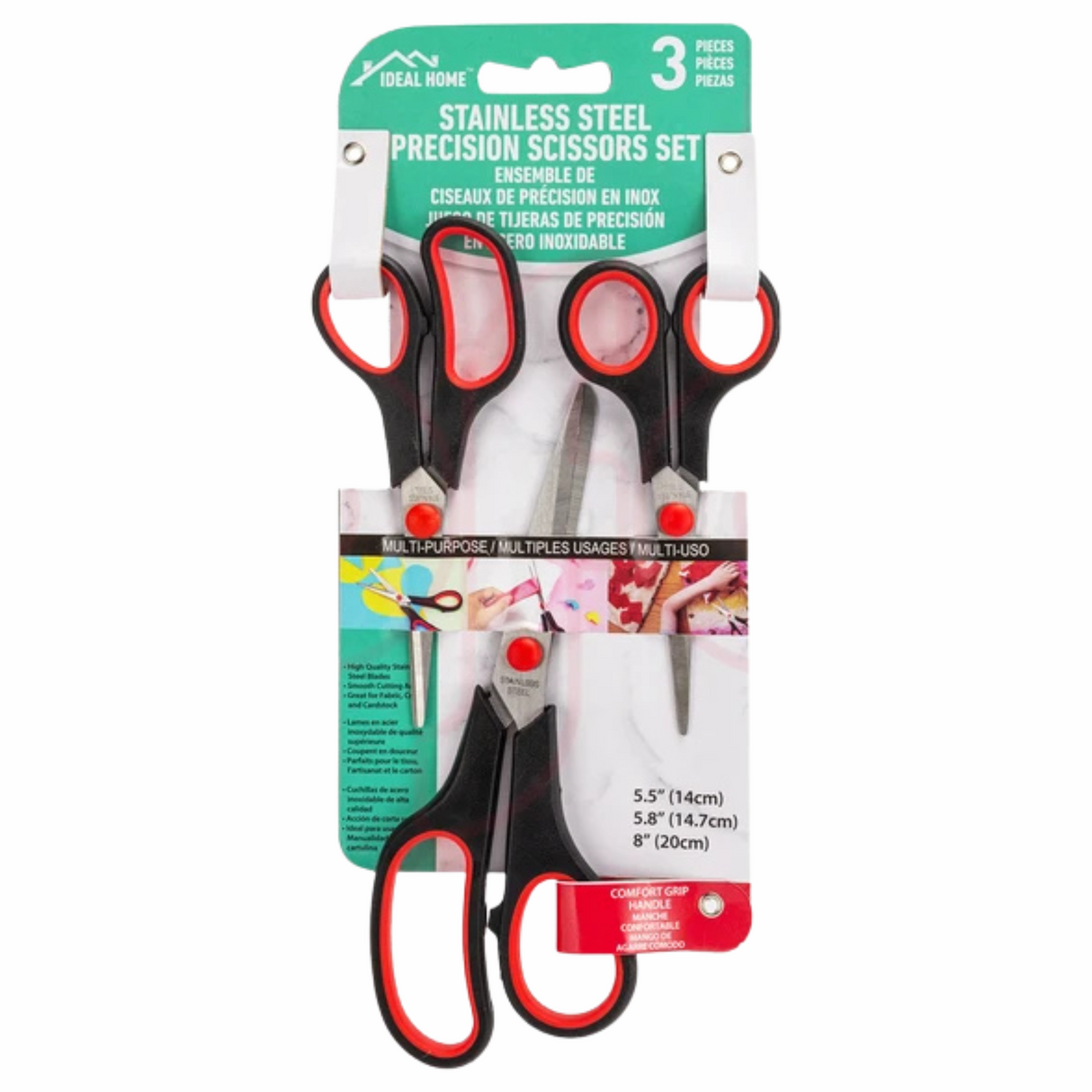 Ideal Home Stainless Steel Scissor Set 3pk