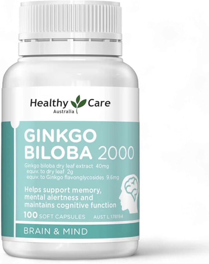 Healthy Care Ginkgo Biloba 2000mg 100 Softgel Capsules