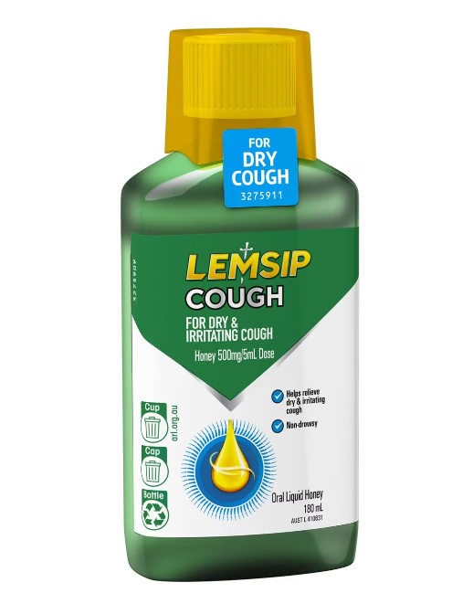 Lemsip Cold & Flu Dry Cough Liquid With Honey 180ml