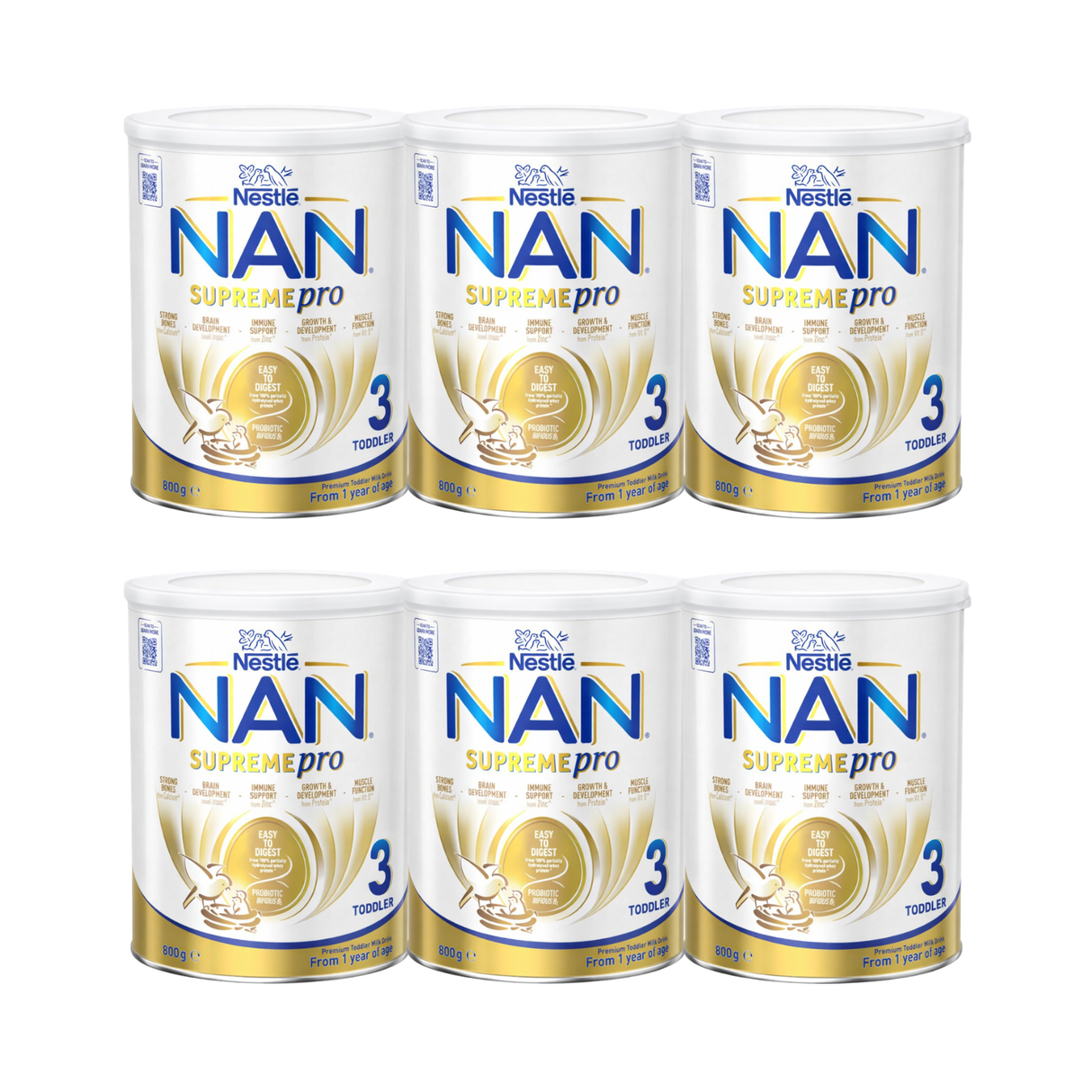 Nestle NAN SupremePro Toddler Milk Drink Stage 3 800g X 6 BUNDLE