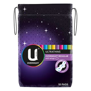 U by Kotex Ultrathins Overnight Regular with Wings 10 Pads – Regents ...